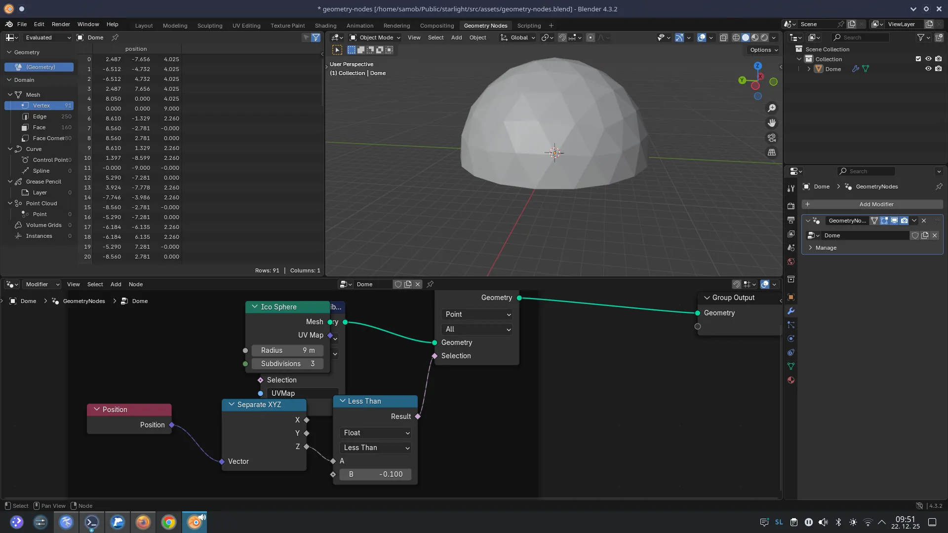 Blender dome example